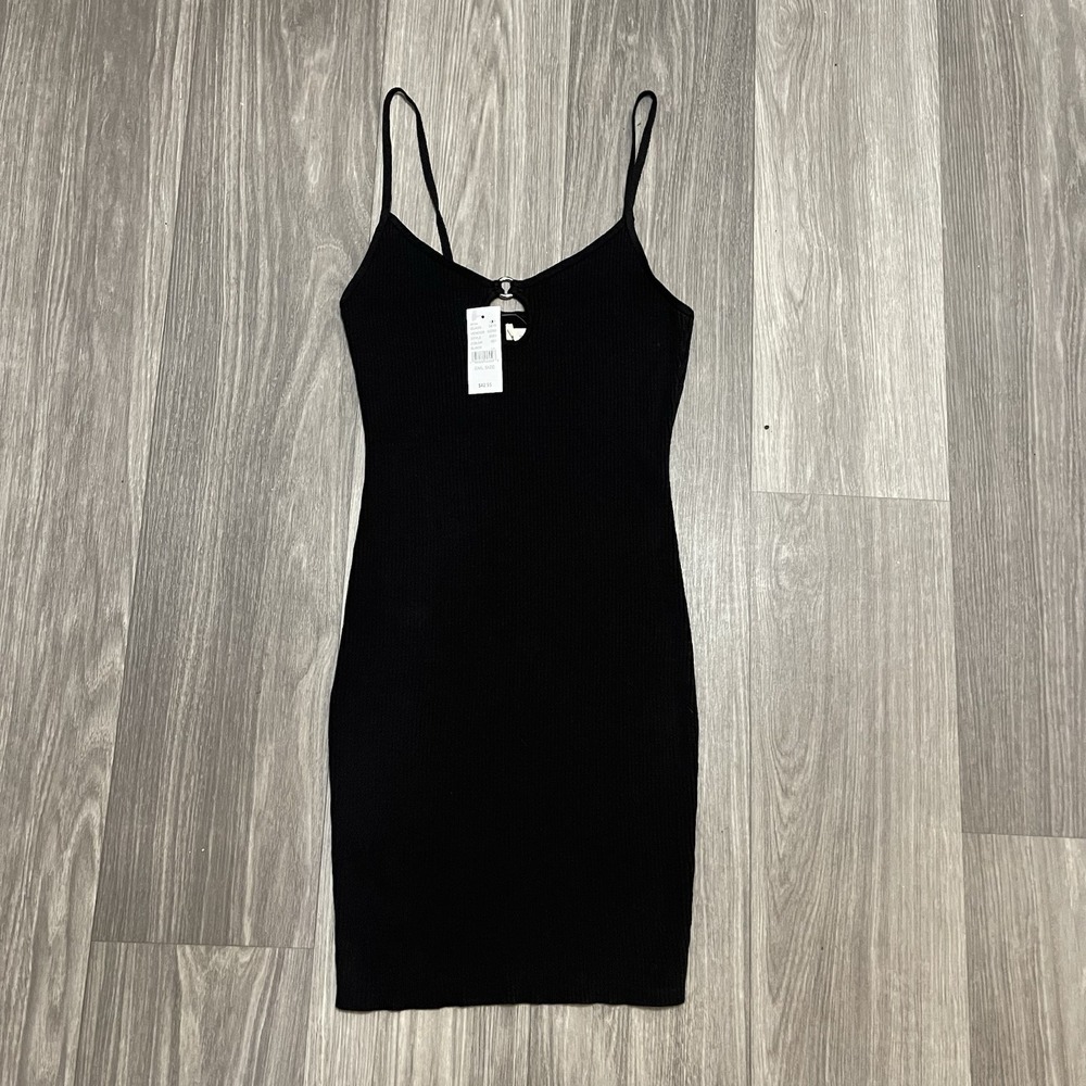 Pacsun LA Hearts Black Ribbed Bodycon Mini Dress Small NEW Spaghetti Strap